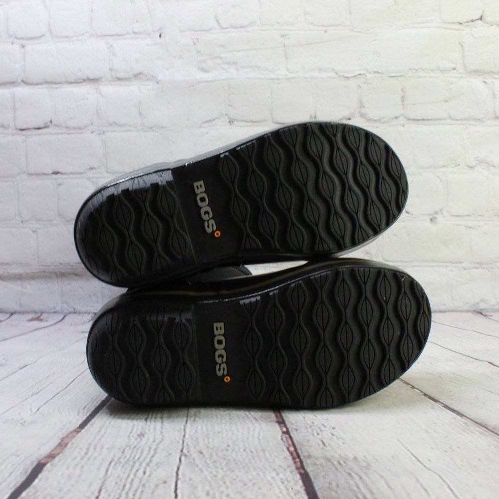 BOGS Plimsoll Black Fabric Rubber Waterproof Tall Winter Rain Boots Size 6 - Picture 9 of 9